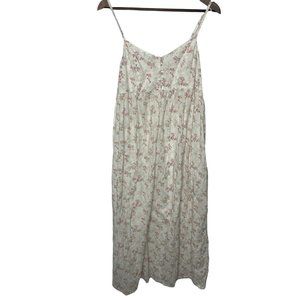 SHABBY CHIC Cotton Swiss Dot Floral Nightgown/Dress M Adj Straps